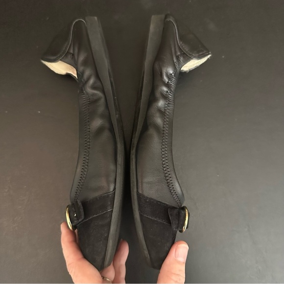 Cole Haan Womens Black Leather Buckle Suede Cap Toe Slip On Ballet Flats 7.5 B - Picture 6 of 8